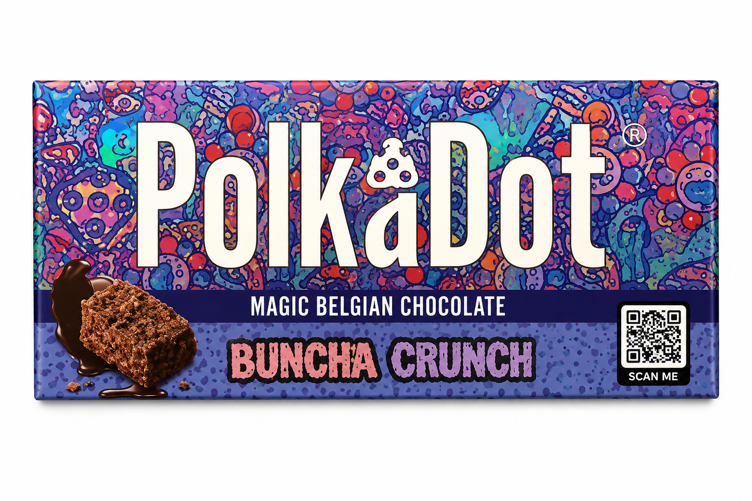 Polkadot Chocolate Bar Buncha Crunch Belgian Chocolate Bar Flavor